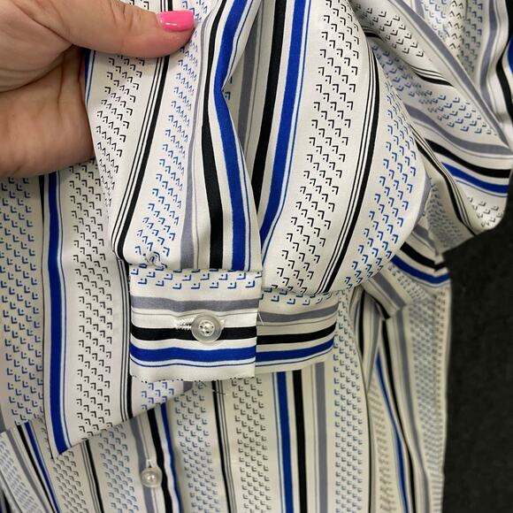 Vintage Alfred Dunner Striped Secretary Blouse | Size 14 | Blue White Tie Neck - Picture 3 of 7